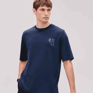 Replica Hermes "H Puzzle" t-shirt with leather detail Blue