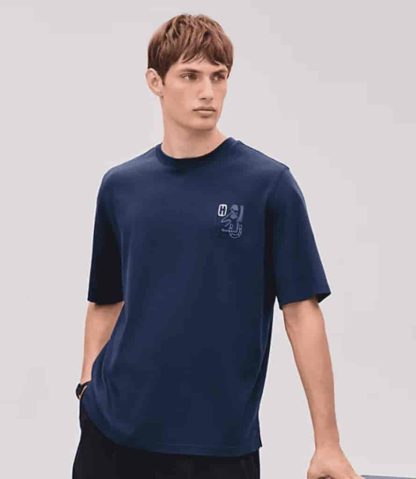 Replica Hermes "H Puzzle" t-shirt with leather detail Blue