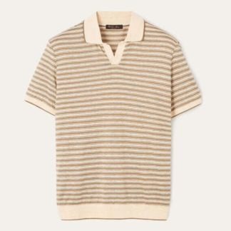 Replica Loro Piana Elvo Striped Polo Shirt For Men
