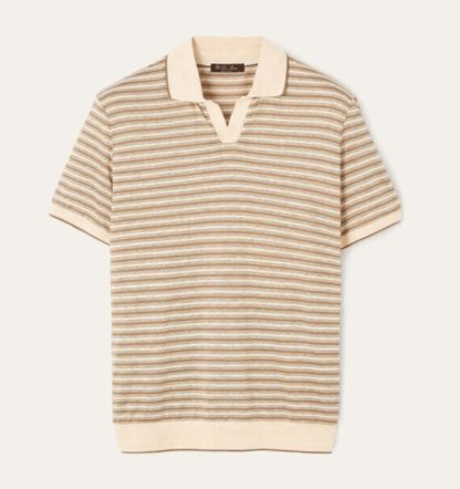 Replica Loro Piana Elvo Striped Polo Shirt For Men