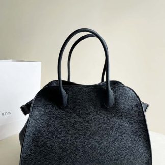 Replica The Row Soft Margaux 15 Bag in Leather Black Togo