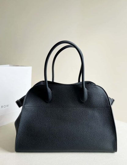 Replica The Row Soft Margaux 15 Bag in Leather Black Togo