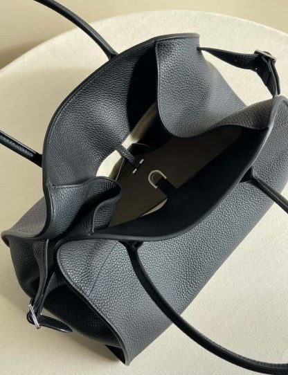Replica The Row Soft Margaux 15 Bag in Leather Black Togo - Image 7